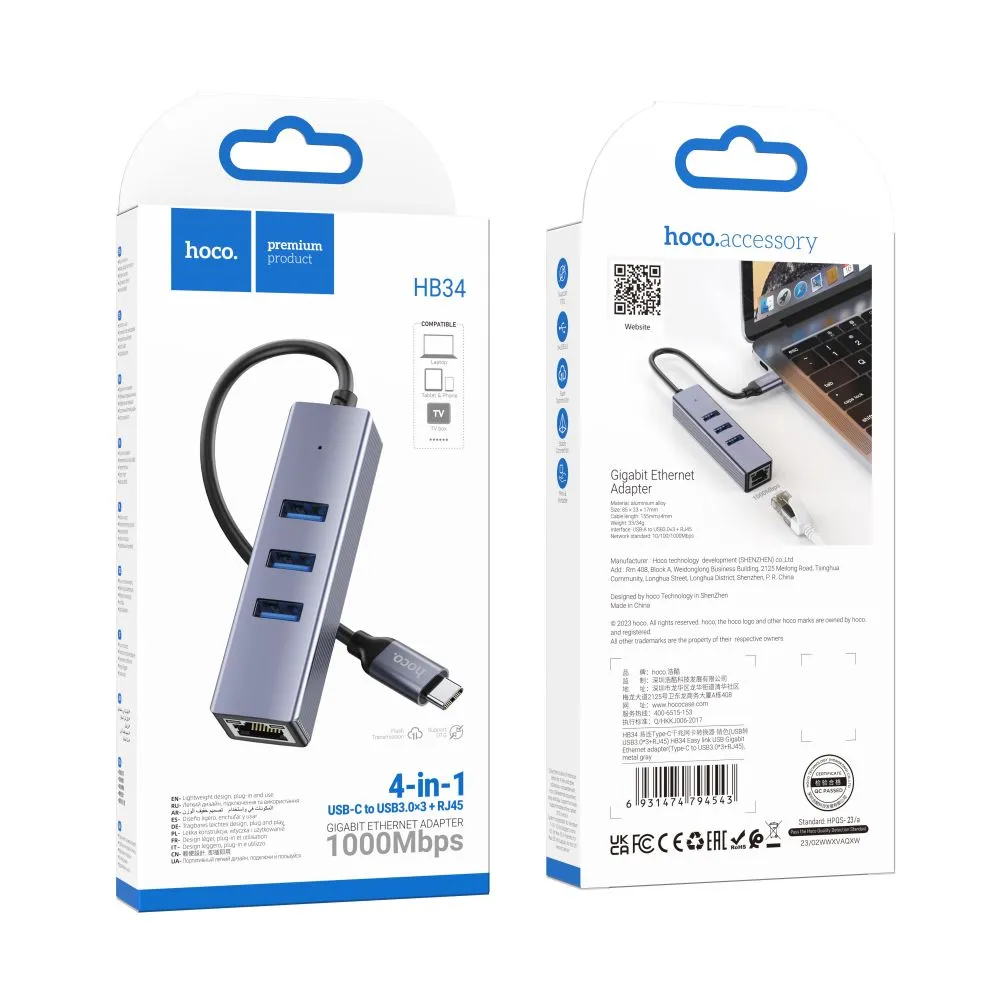 Adaptateur Réseau 4 en 1 HB34 HOCO